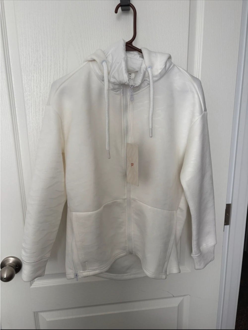 Fabletics Women's Cream Full-Zip Hoodie Jacket